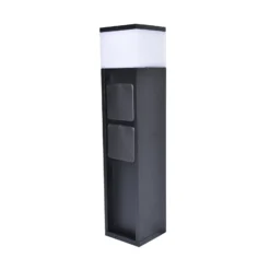 LED-pollarivalaisin MAINS, musta, 37 cm, IP54, 2 pistorasiaa