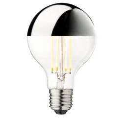 LED-pääpeililamppu Globe 80, hopea, E27, 3,5 W, 2 700 K
