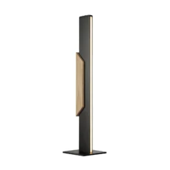 LED-pöytälamppu Arcus, musta/ruskea, korkeus 56 cm, metalli/puu