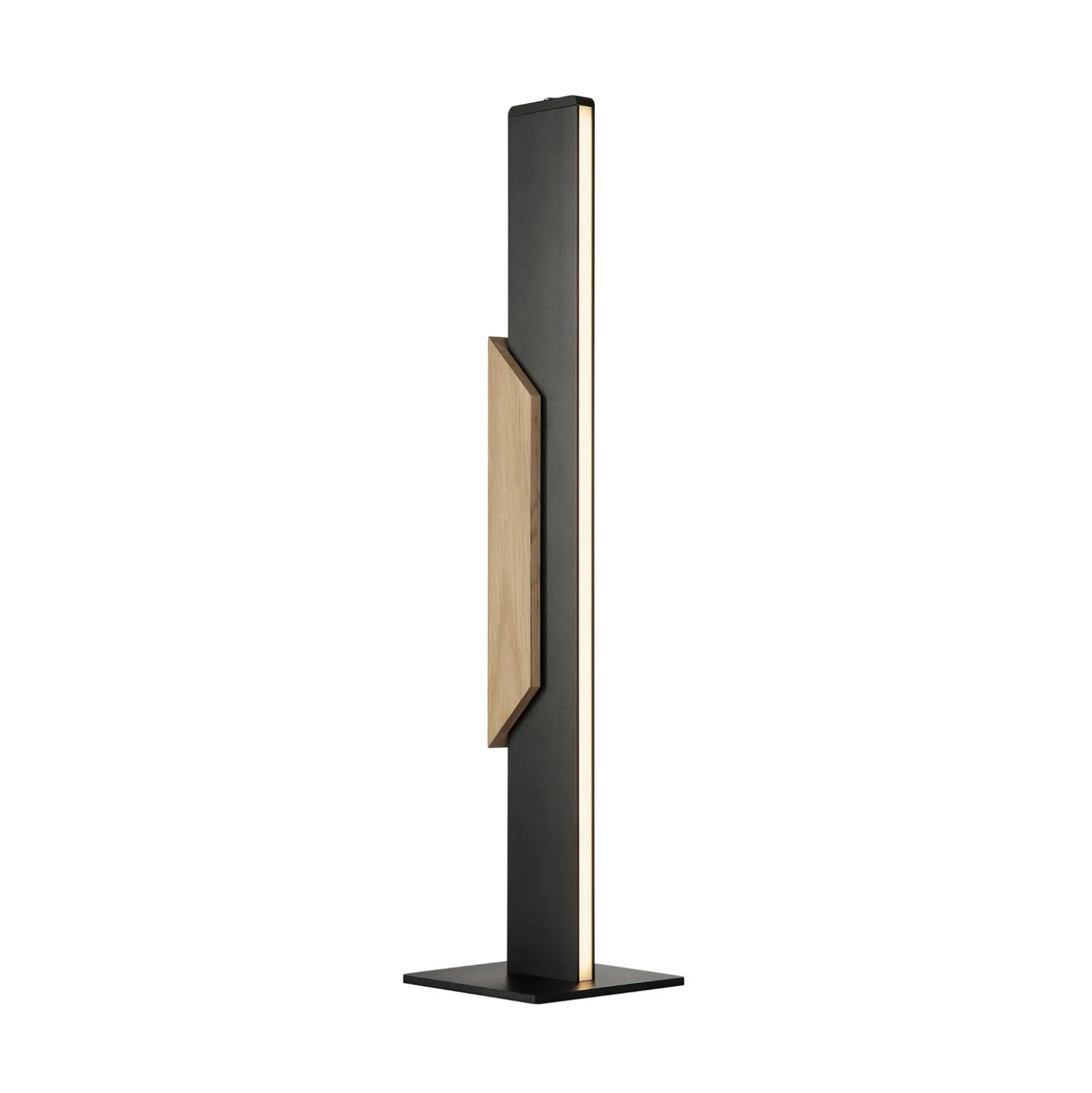 LED-pöytälamppu Arcus, musta/ruskea, korkeus 56 cm, metalli/puu