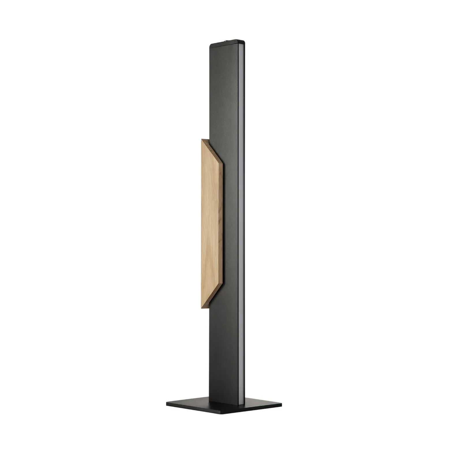 LED-pöytälamppu Arcus, musta/ruskea, korkeus 56 cm, metalli/puu