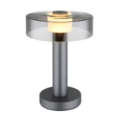 LED-pöytälamppu Grant, korkeus 31 cm, savunharmaa, metallia