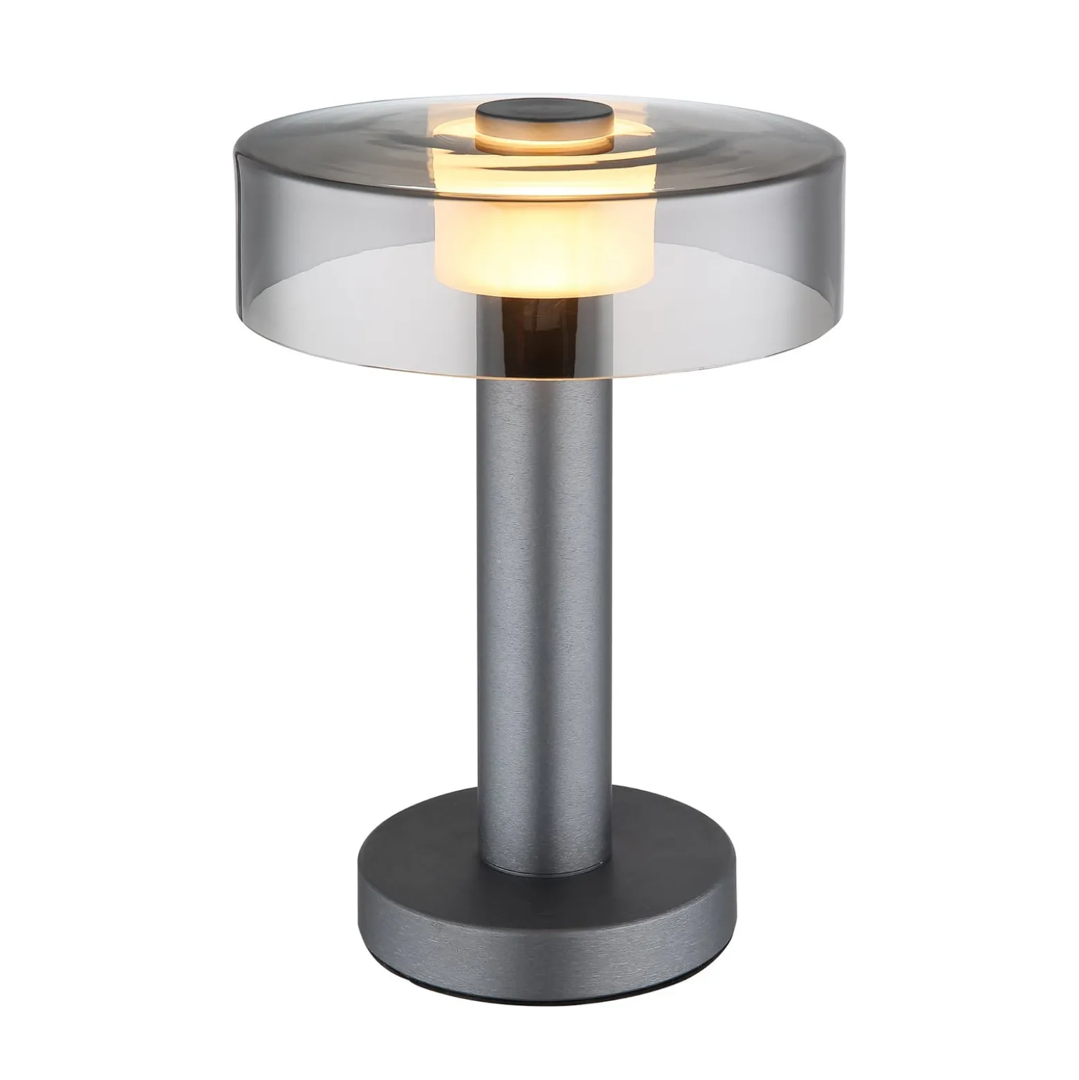 LED-pöytälamppu Grant, korkeus 31 cm, savunharmaa, metallia