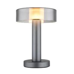LED-pöytälamppu Grant, korkeus 31 cm, savunharmaa, metallia