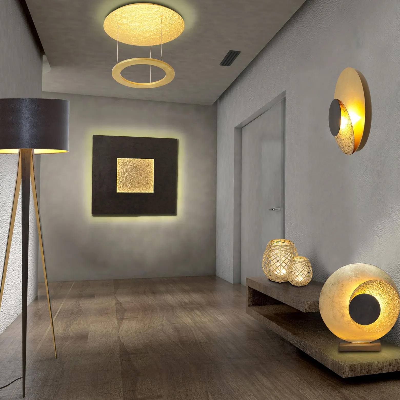 LED-pöytälamppu La Bocca, K 43 cm, kulta-ruskea