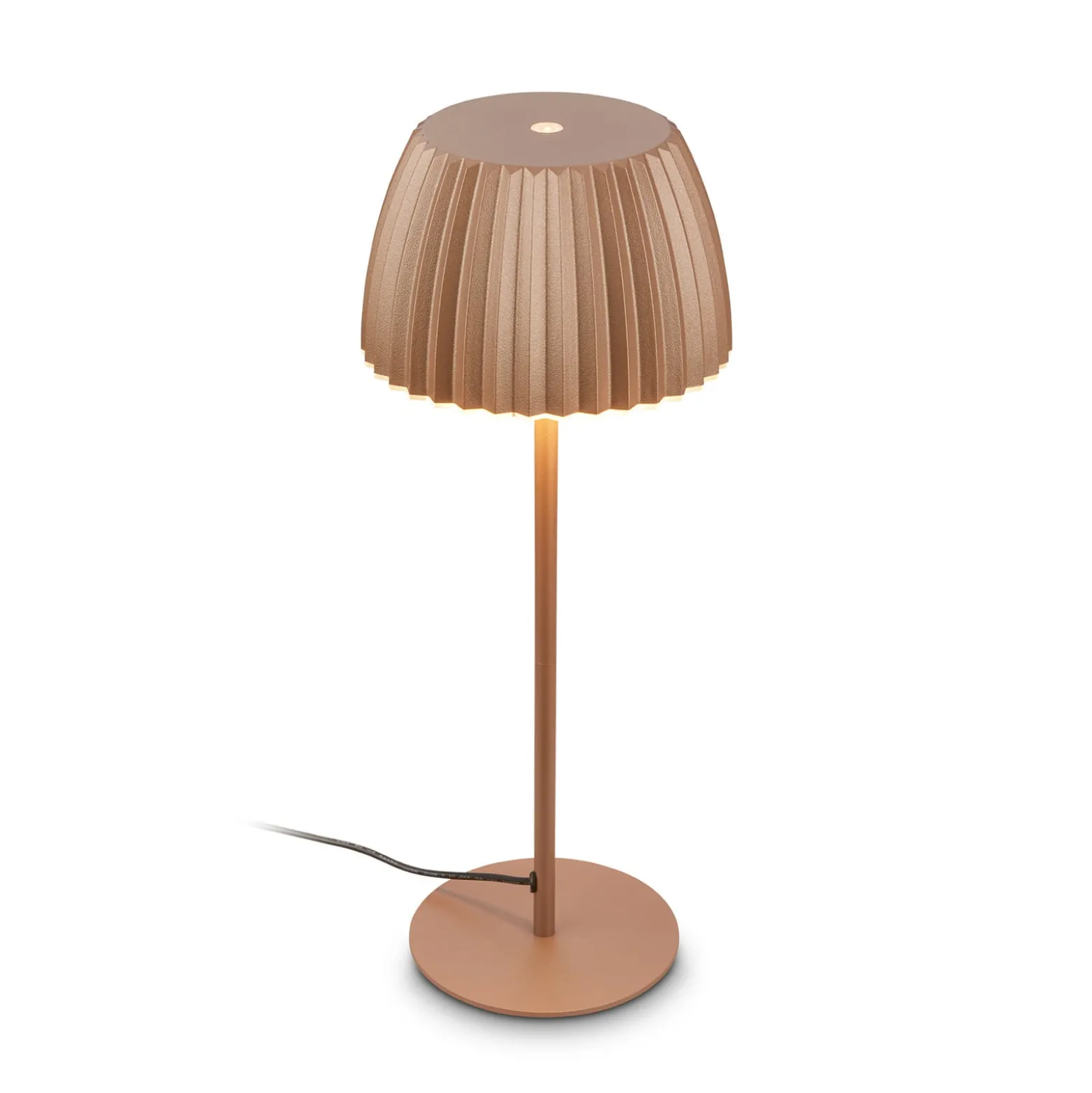 LED-pöytälamppu Loca, ruskea, korkeus 36 cm, metalli/muovi