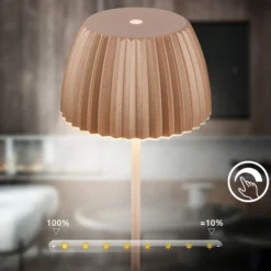 LED-pöytälamppu Loca, ruskea, korkeus 36 cm, metalli/muovi