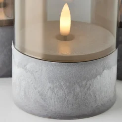LED-pöytävalaisin Bougie harmaa/savunharmaa-läpinäkyvä