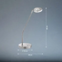 LED-pöytävalaisin Dent, nikkeli/kromi, 60 cm, metalli, CCT 1-valo.