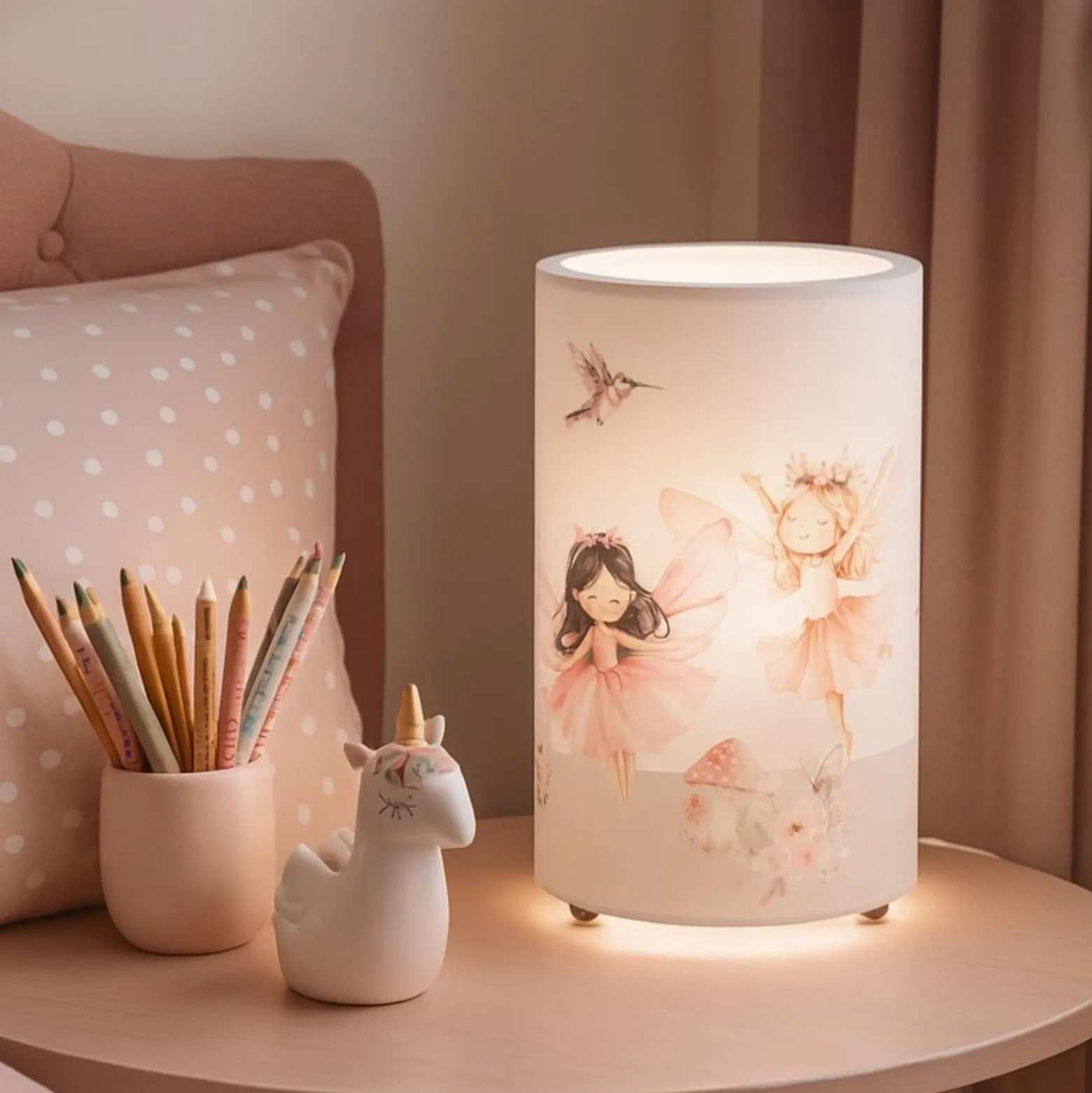 LED-pöytävalaisin Feenwelt, valkoinen/vaaleanpunainen, korkeus 25 cm