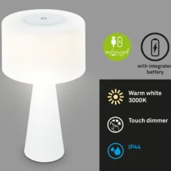 LED-pöytävalaisin Halo, paristokäyttöinen, valkoinen