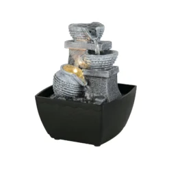 LED-pöytävalaisin Luma, ruskea, korkeus 18 cm, synteettinen hartsi, USB