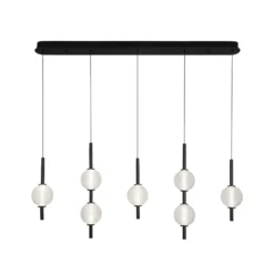LED-riippuvalaisin Abeona, pituus 105 cm, musta metalli, 7-lamppuinen.