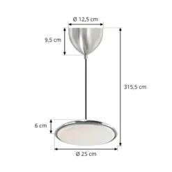 LED-riippuvalaisin Artist, Ø 25 cm, teräksenvärinen, ruostumaton teräs