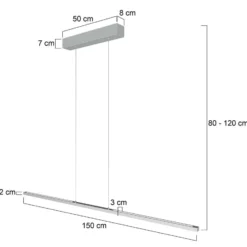 LED-riippuvalaisin Bande, 150 cm, ylös/alas, teräs, CCT, himmennettävä