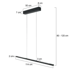 LED-riippuvalaisin Bande, ylös/alas, musta, 120 cm, CCT, himmennin,