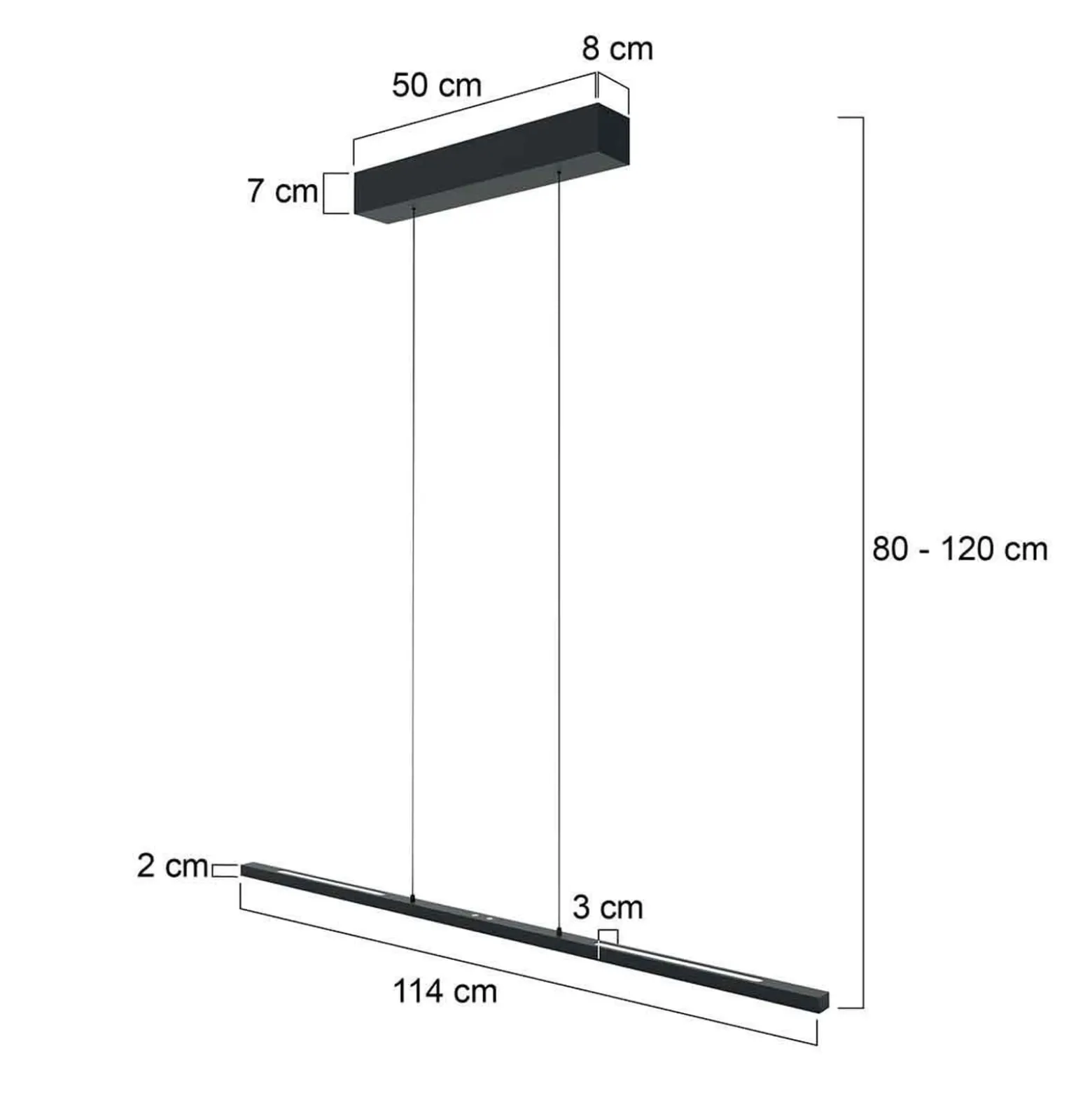 LED-riippuvalaisin Bande, ylös/alas, musta, 120 cm, CCT, himmennin,
