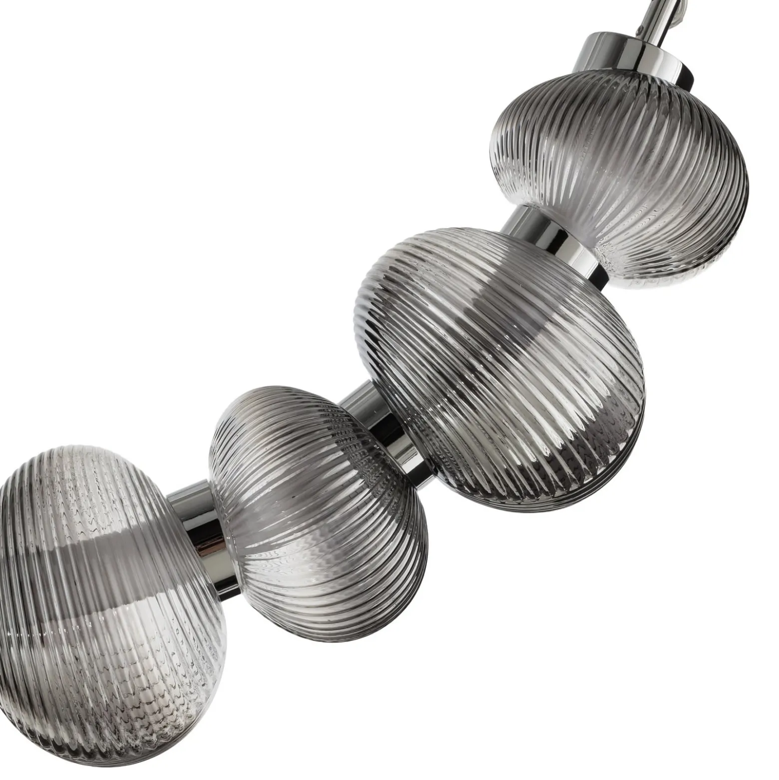 LED-riippuvalaisin Bolla, kromi/savuharmaa, lasi, pituus 79,5 cm