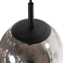 LED-riippuvalaisin Bollique, 12-lamppuinen. pyöreä, musta, lasi