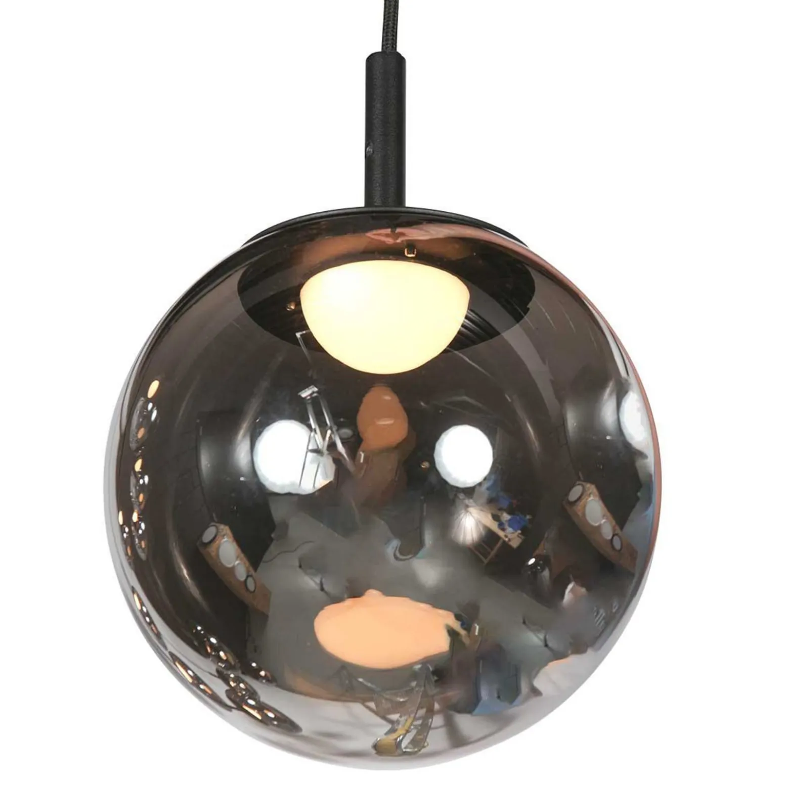 LED-riippuvalaisin Bollique, 12-lamppuinen. pyöreä, musta, lasi