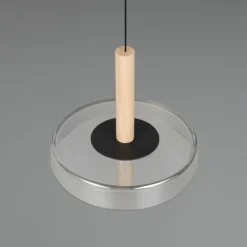 LED-riippuvalaisin Celeste, kromi/puu, Ø 22 cm, lasi, himmennettävä