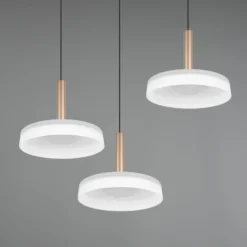 LED-riippuvalaisin Celeste, valkoinen/ruskea, Ø 35 cm 3-valoinen lasinen himmeä