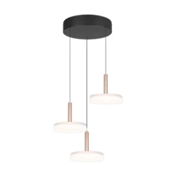 LED-riippuvalaisin Celeste, valkoinen/ruskea, Ø 35 cm 3-valoinen lasinen himmeä
