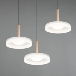 LED-riippuvalaisin Celeste, valkoinen/ruskea, Ø 35 cm 3-valoinen lasinen himmeä