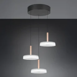LED-riippuvalaisin Celeste, valkoinen/ruskea, Ø 35 cm 3-valoinen lasinen himmeä