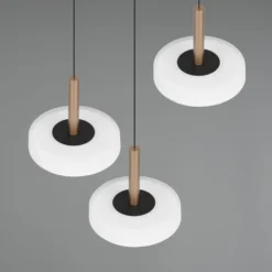 LED-riippuvalaisin Celeste, valkoinen/ruskea, Ø 35 cm 3-valoinen lasinen himmeä