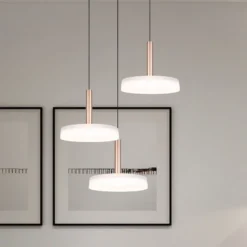 LED-riippuvalaisin Celeste, valkoinen/ruskea, Ø 35 cm 3-valoinen lasinen himmeä