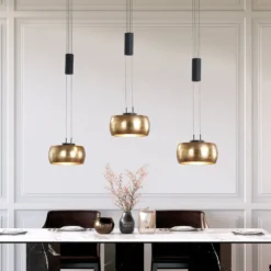 LED-riippuvalaisin Colette, 3-lamppuinen kulta/musta