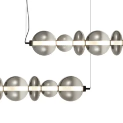 LED-riippuvalaisin Daphne, lasi harmaa-läpinäkyvä, pituus 118 cm