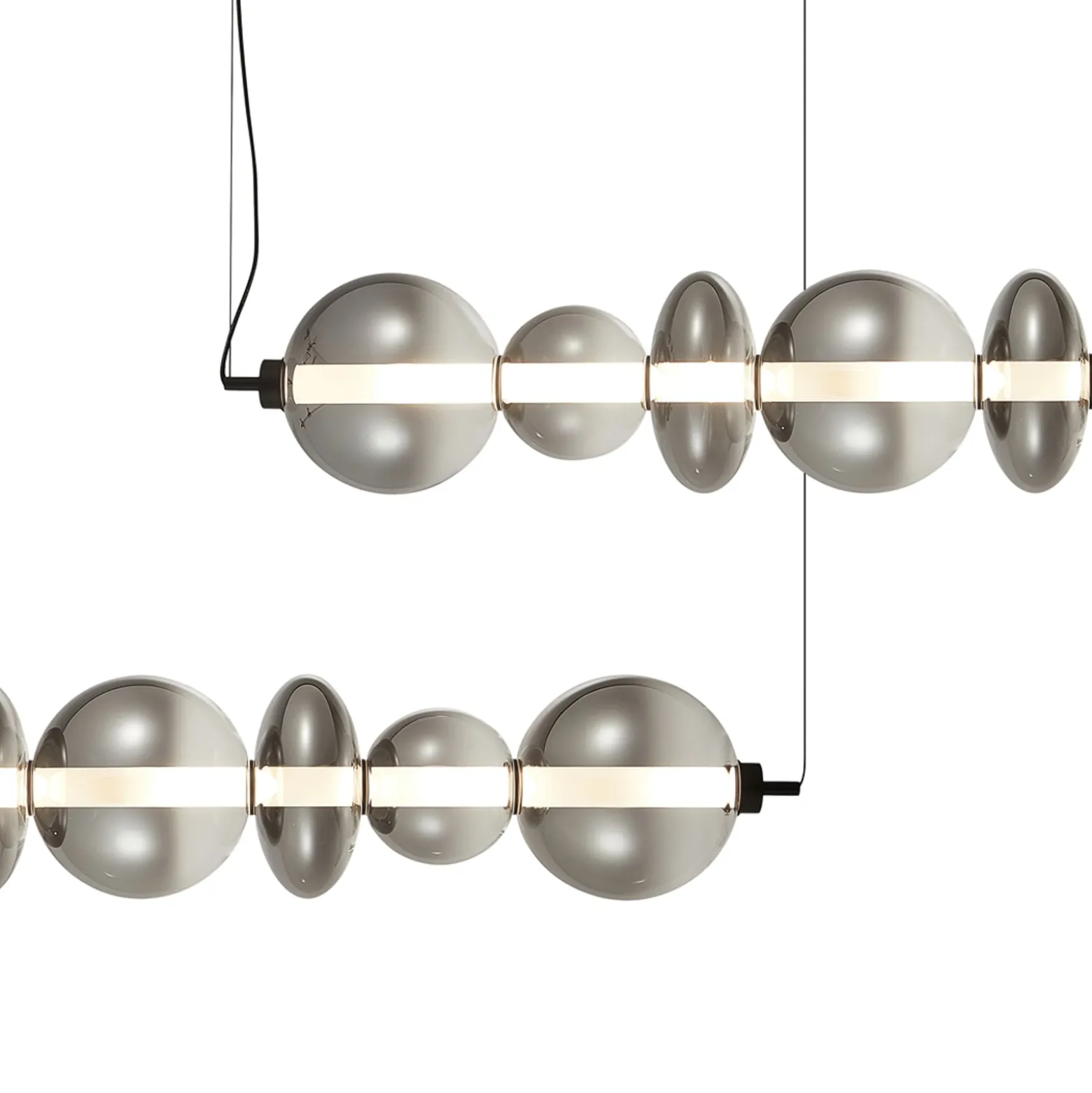 LED-riippuvalaisin Daphne, lasi harmaa-läpinäkyvä, pituus 118 cm