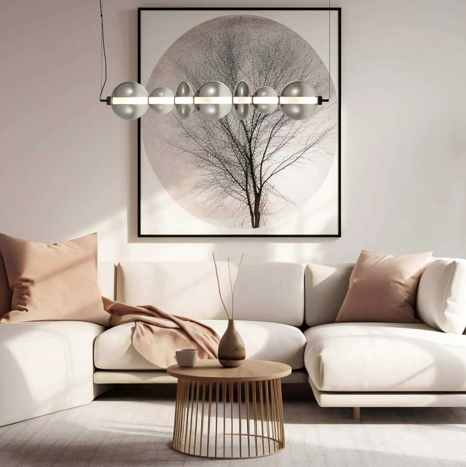 LED-riippuvalaisin Daphne, lasi harmaa-läpinäkyvä, pituus 118 cm