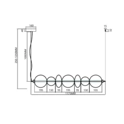 LED-riippuvalaisin Daphne, lasi harmaa-läpinäkyvä, pituus 118 cm