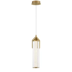 LED-riippuvalaisin ESPADA, kullattu, Ø 15 cm metalli/lasi