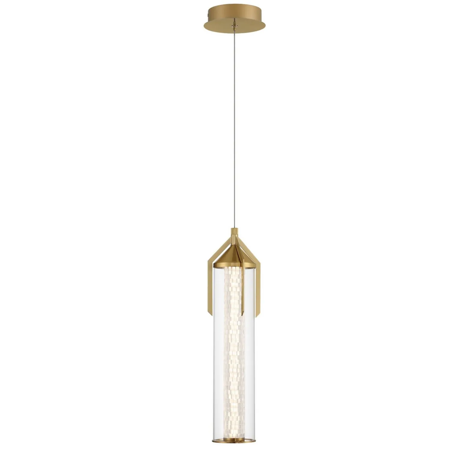 LED-riippuvalaisin ESPADA, kullattu, Ø 15 cm metalli/lasi