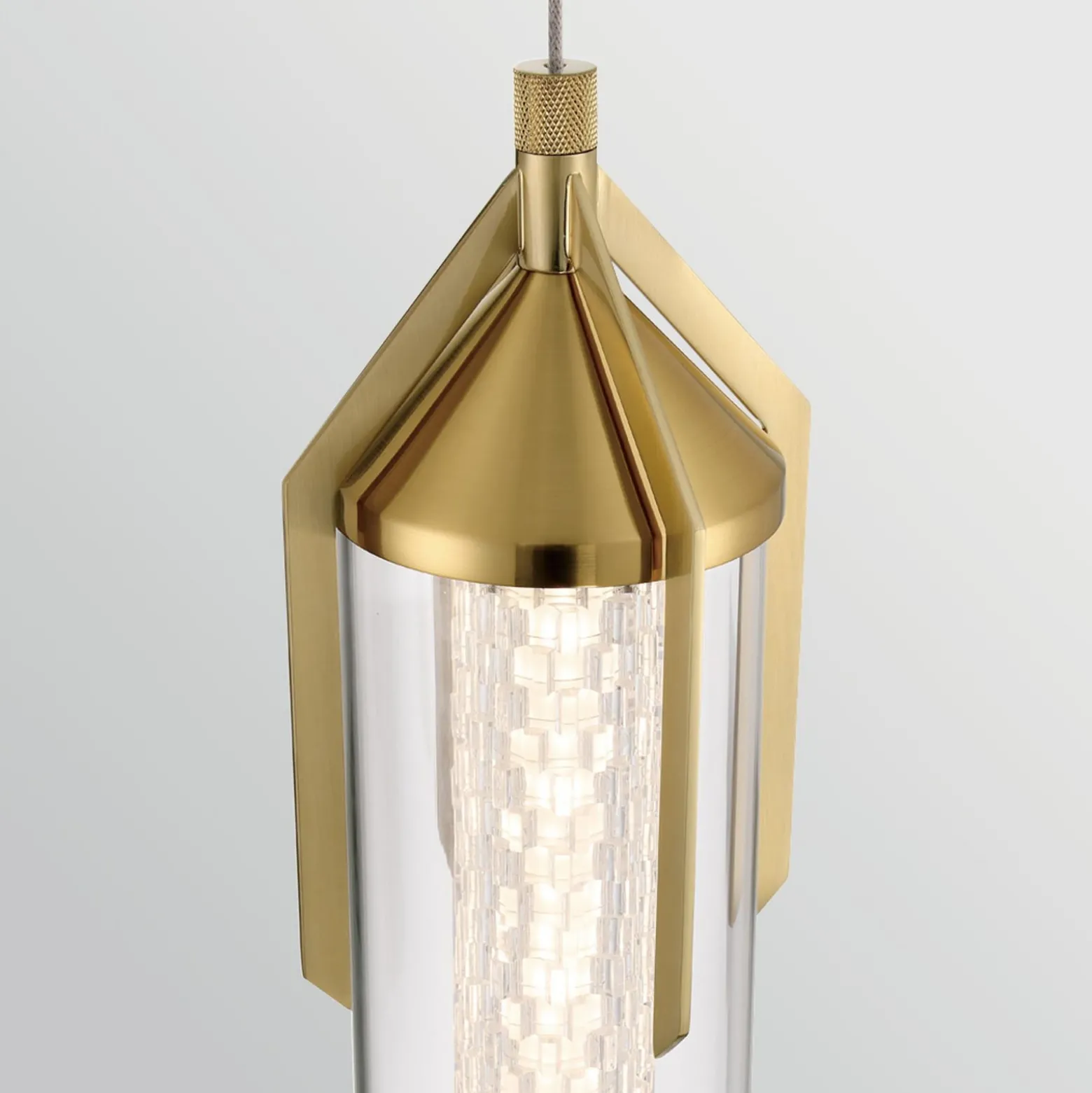 LED-riippuvalaisin ESPADA, kullattu, Ø 15 cm metalli/lasi