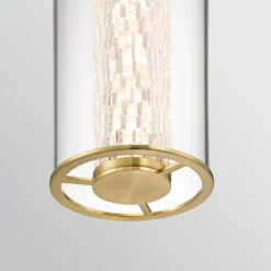 LED-riippuvalaisin ESPADA, kullattu, Ø 15 cm metalli/lasi