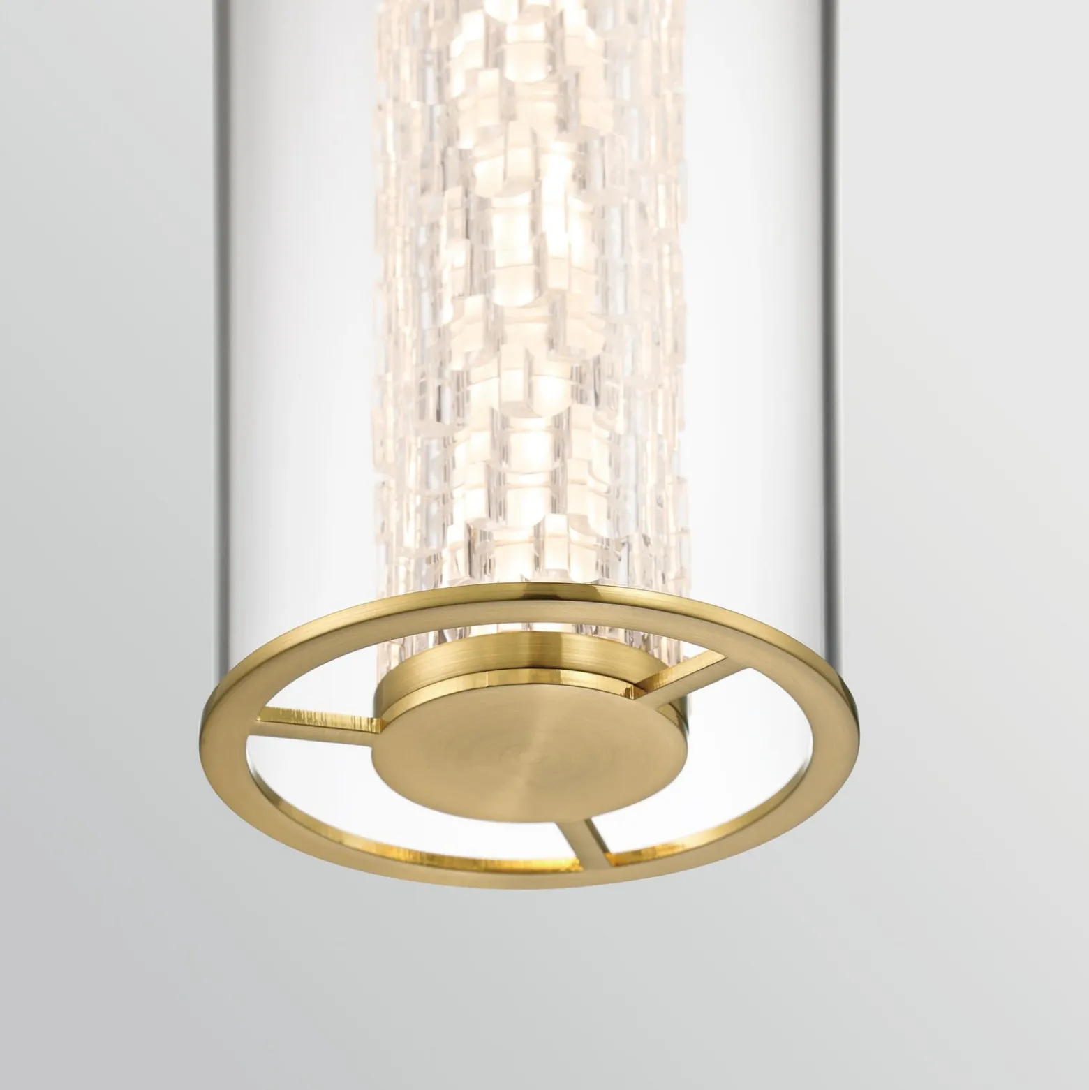 LED-riippuvalaisin ESPADA, kullattu, Ø 15 cm metalli/lasi