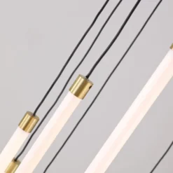 LED-riippuvalaisin Flare, messinkivärinen, Ø 35 cm, CCT, 12-lamppuinen.