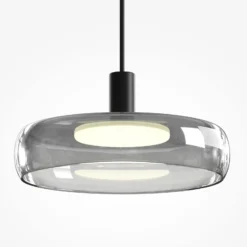 LED-riippuvalaisin FLOAT, harmaa/musta, halkaisija 20 cm, lasi/metalli