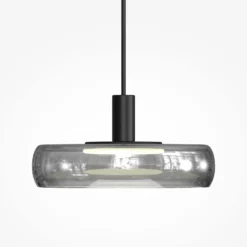 LED-riippuvalaisin FLOAT, harmaa/musta, halkaisija 20 cm, lasi/metalli