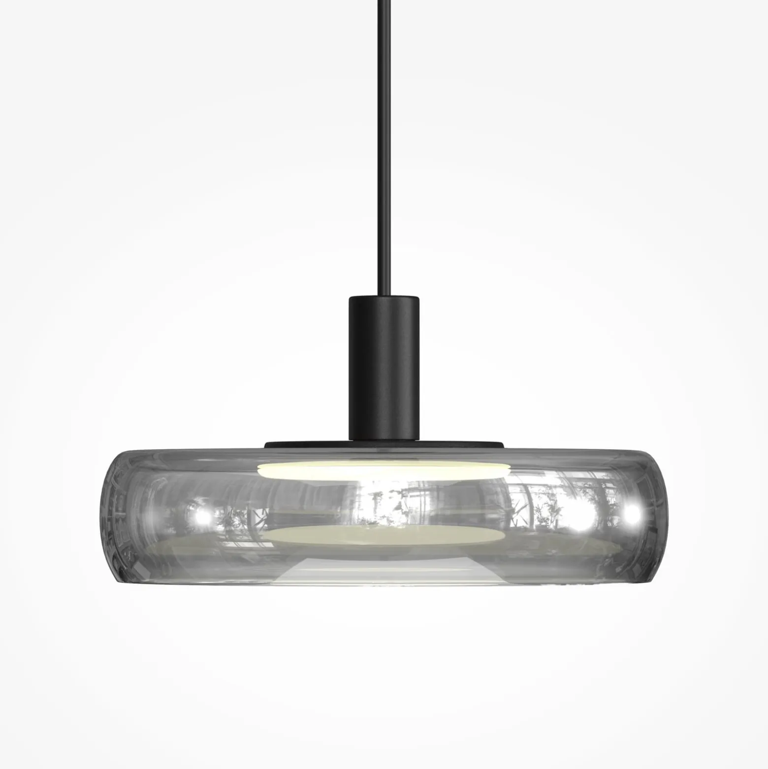 LED-riippuvalaisin FLOAT, harmaa/musta, halkaisija 20 cm, lasi/metalli