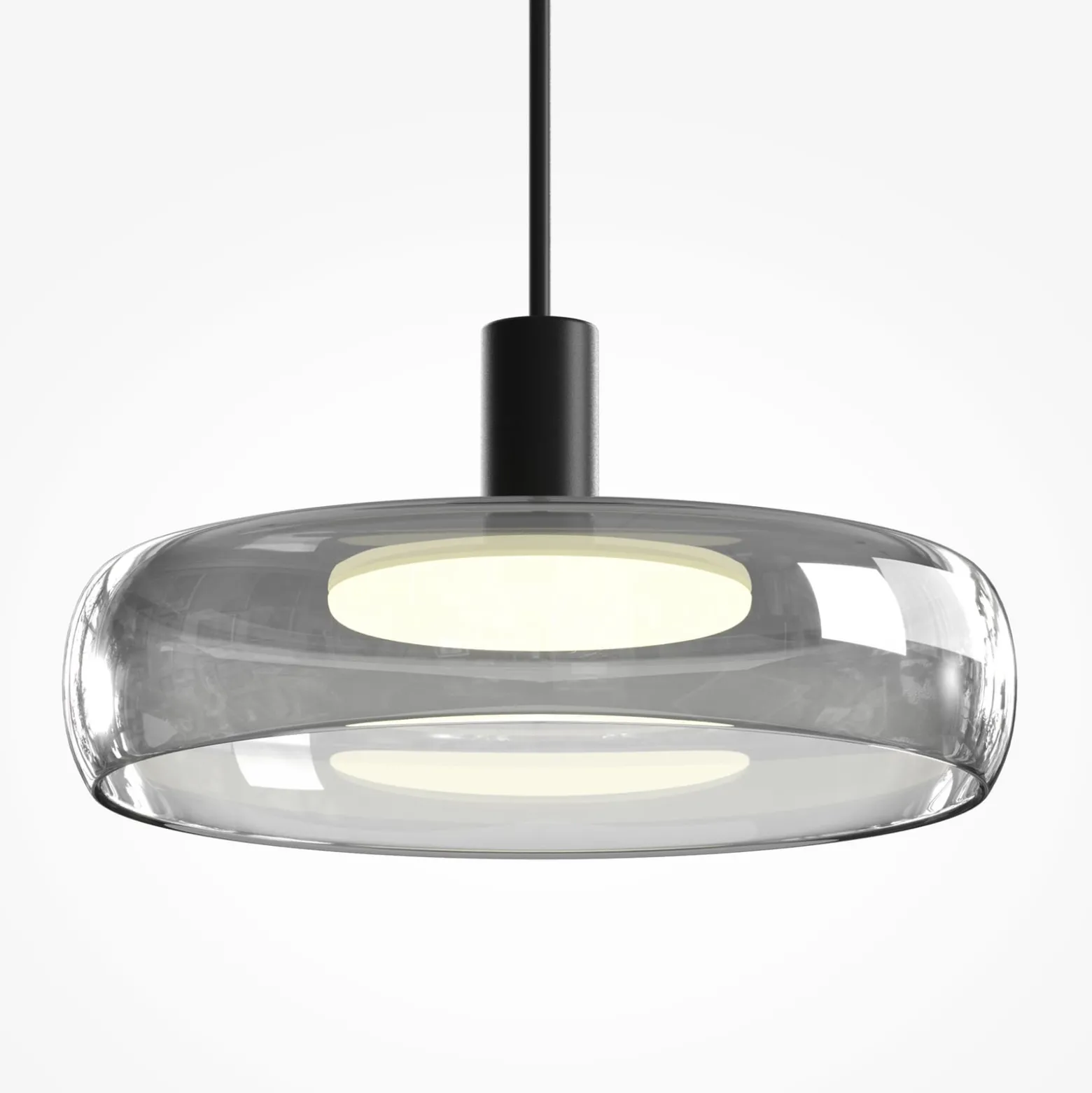 LED-riippuvalaisin FLOAT, harmaa/musta, halkaisija 20 cm, lasi/metalli