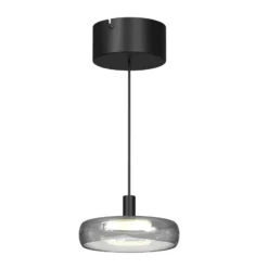 LED-riippuvalaisin FLOAT, harmaa/musta, halkaisija 20 cm, lasi/metalli
