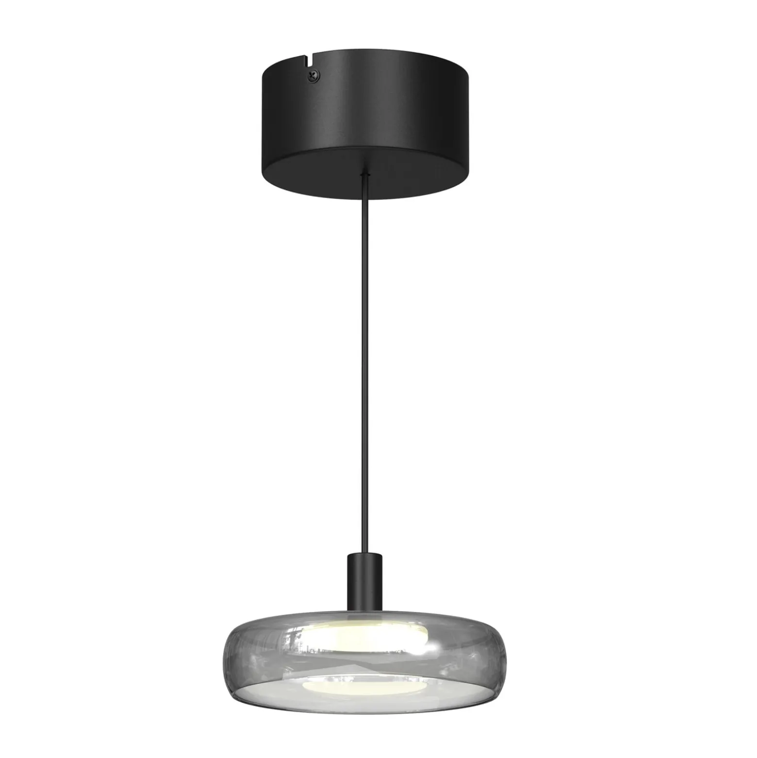 LED-riippuvalaisin FLOAT, harmaa/musta, halkaisija 20 cm, lasi/metalli