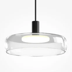 LED-riippuvalaisin FLOAT, kirkas/musta, halkaisija 20 cm, lasi/metalli