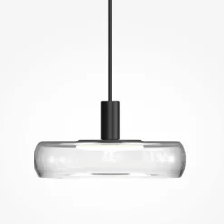 LED-riippuvalaisin FLOAT, kirkas/musta, halkaisija 20 cm, lasi/metalli